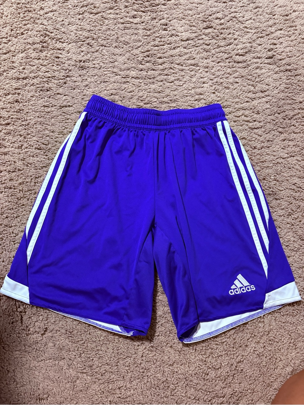adidas Medium youth Royal Blue and Black Athletic Shorts with White Stripes